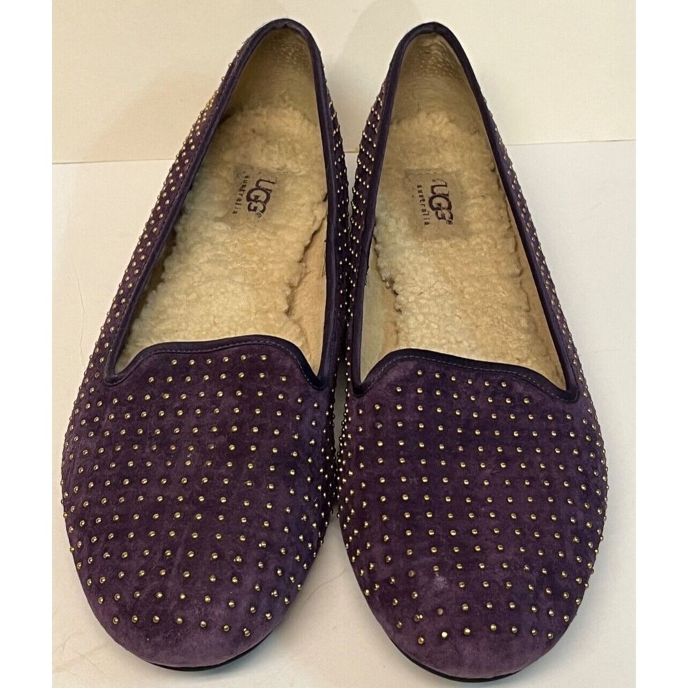 UGG Alloway Purple Stud Loafer Shearling Flat Slip On Loafers Women's Size 11